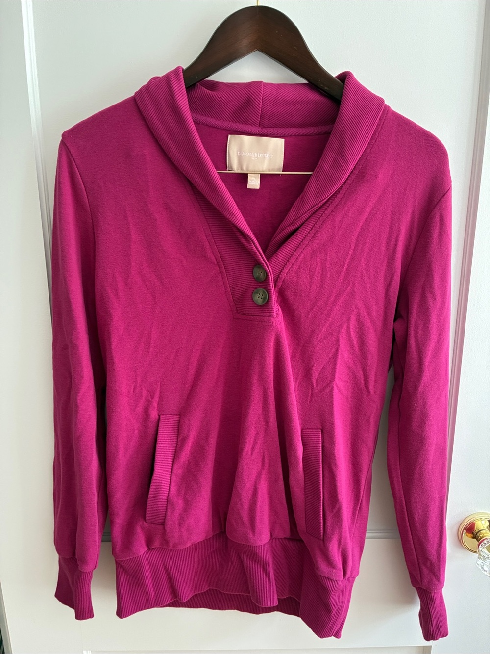 Banana Republic Fuchsia Shawl-Collar Pullover Hoodie